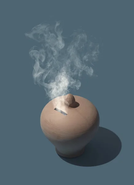 Smoking clay money box and investment failure — Stock Photo, Image