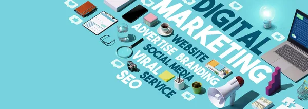 Moln etikett för digital marknadsföring och sociala medier — Stockfoto