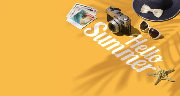 Hello summer and vacations banner — Stock Photo, Image