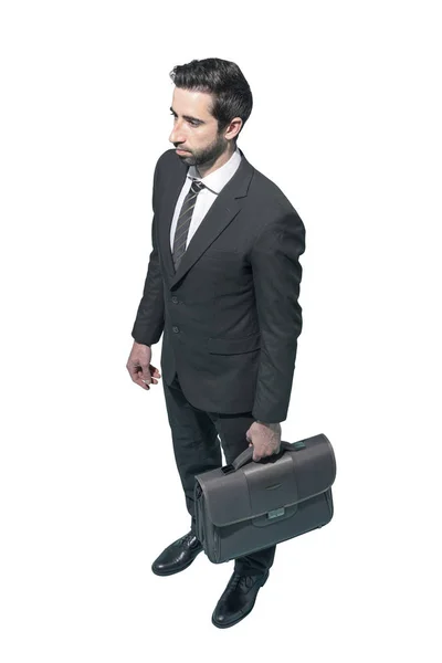 Affärsman stående med portfölj — Stockfoto