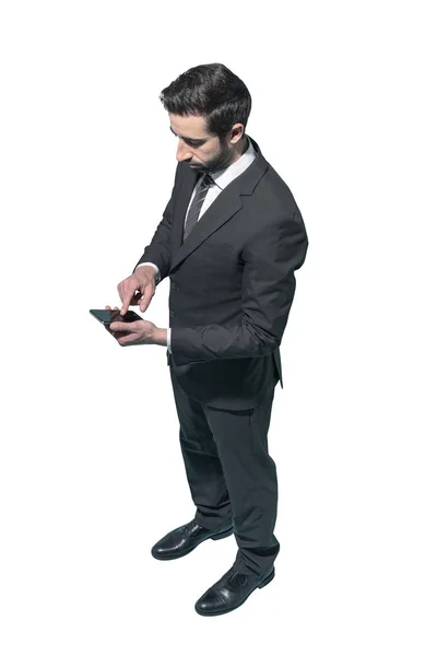 Corporate businessman using a smartphone — Stock Photo, Image