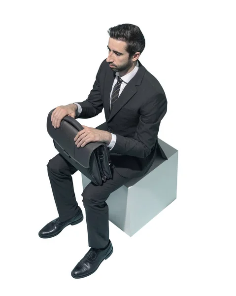 Geschäftsmann sitzt und wartet — Stockfoto
