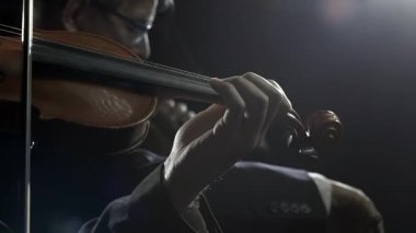 Profesyonel filarmoni orkestrası sahnede birlikte çalıyor