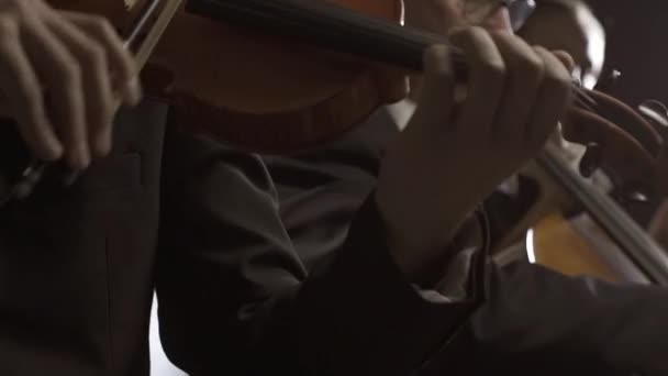 Symfonisch orkest speelt klassiek muziek concert op het podium — Stockvideo