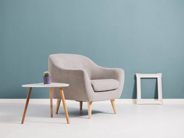Minimalist mobilyalı oturma odası iç