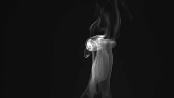 Fumaça branca subindo no fundo preto — Vídeo de Stock