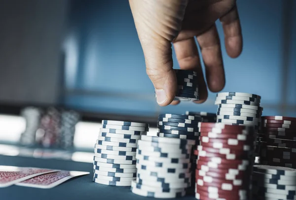 Poker chips at casino — Stock Photo, Image