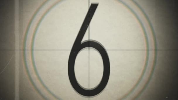 Stare rocznika film lider Countdown z kurzu i zarysowaniami — Wideo stockowe