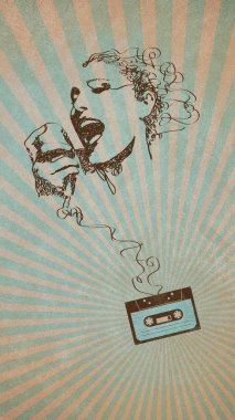 Vintage kaset ve kadın şarkı