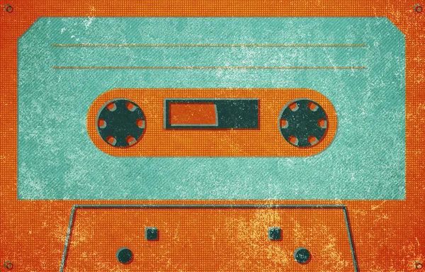 Kleurrijke cassette tape met blanco label — Stockfoto