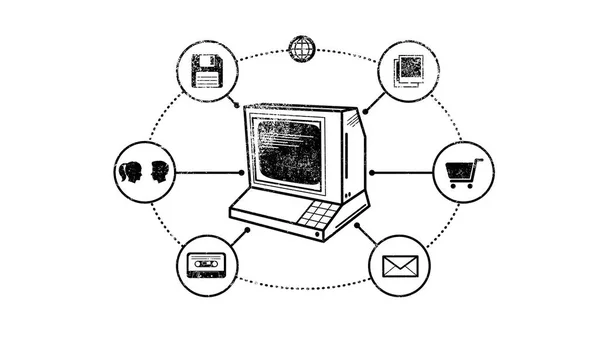 Computer vintage e multimedia — Foto Stock