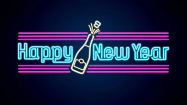 Happy New Year neon wishes — Stock Photo, Image