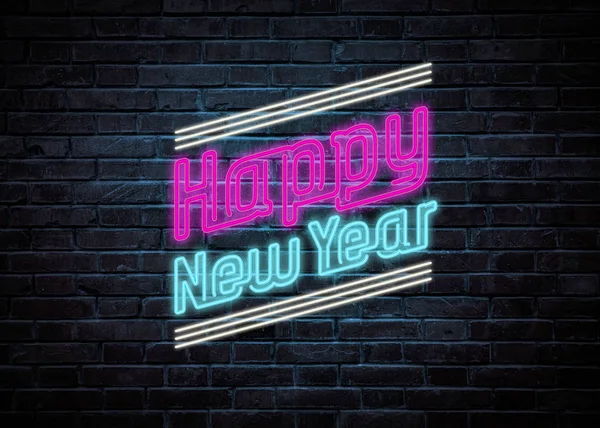 Happy New Year neon wishes — Stock Photo, Image