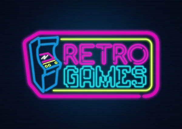Retro Games neon teken — Stockfoto