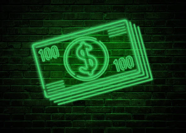 Csomag dollár neon-jel — Stock Fotó