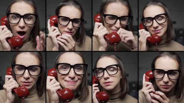 Mujer en el teléfono video montaje — Vídeo de stock