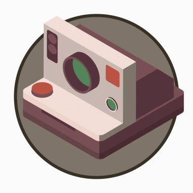 Beyaz arkaplanda klasik fotoğraf makinesi simgesi, 3 boyutlu illüstrasyon