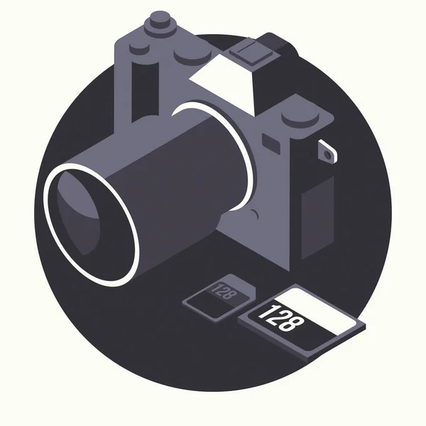 Hafıza Kartlı Dijital Kamera Çağdaş Fotoğraf Makinesi Boyutlu Illüstrasyon — Stok fotoğraf