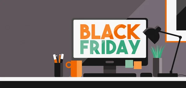 Black Friday Werbewerbung Auf Dem Computerbildschirm Online Shopping Konzept — Stockfoto