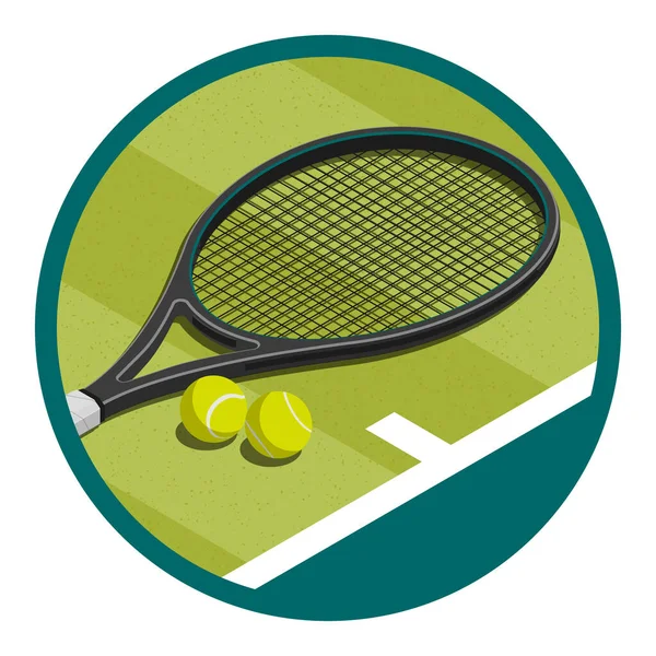 Simbolo Torneo Tennis Con Racchetta Palline Concetto Sport Competizione Illustrazione — Foto Stock