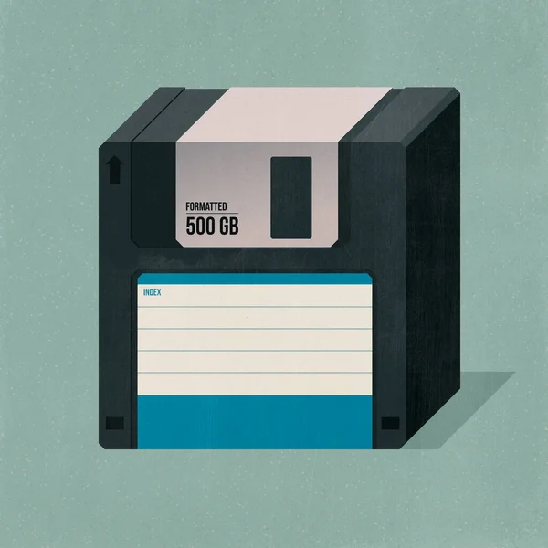 Big Vintage Floppy Disk 500 Storage Capacity Isometric Illustration Illustration — Stock Photo, Image