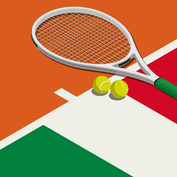 Turniej Tenisowy Rakieta Piłki Flaga Włoska Koncepcja Sportu Zawodów — Zdjęcie stockowe