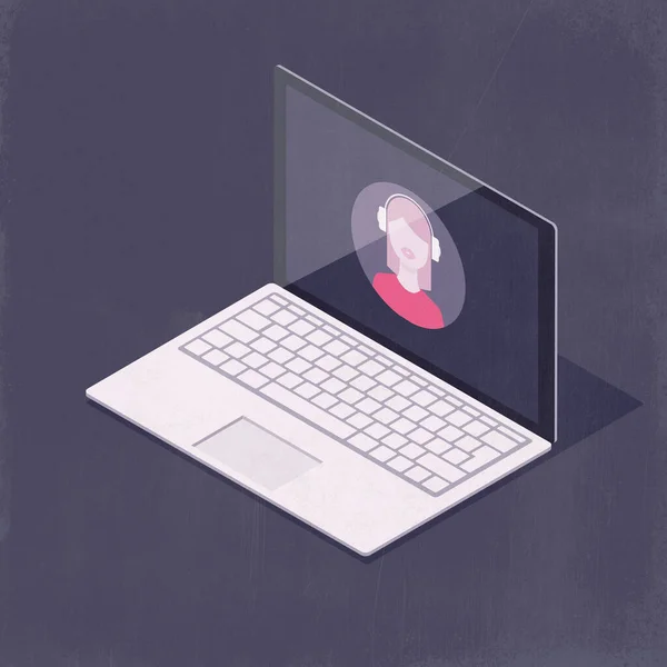Isometric Laptop User Avatar Technology Concept Illustration — Stock Photo, Image