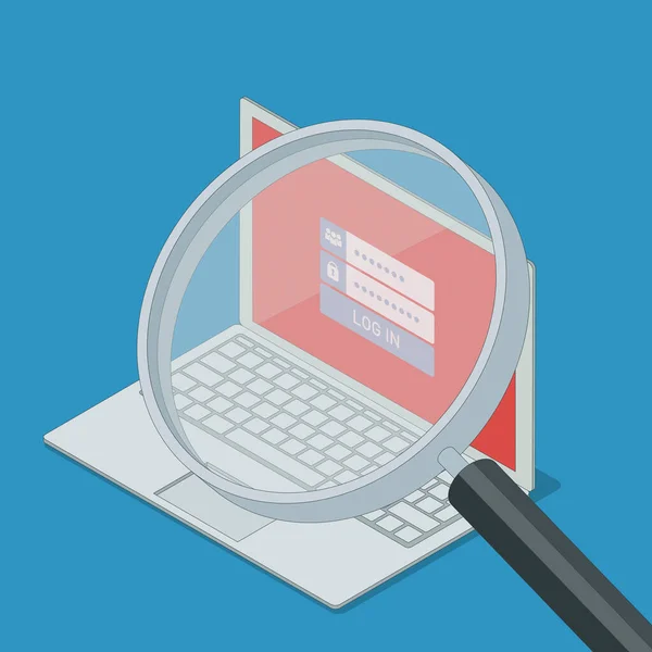 Magnifier Checking Login Security Laptop Data Protection Concept Illustration — Stock Photo, Image