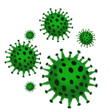 Coronavirus Green Bakteri Hücre Simgesi, 2019-nCoV, Covid-2019, Covid -19 Novel Corona Virüsü Bakterisi. Enfeksiyon yok ve Corona Virüsü Konseptini Durdur. Çin 'deki tehlikeli Corona virüs hücresi, Wuhan. İzole edilmiş Simge