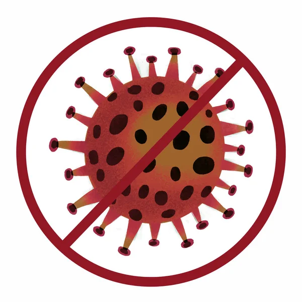 Coronavirus Bakteri Hücre Simgesi, 2019-nCoV, Covid-2019, Covid-19 Coronavirus Bakterisi. Enfeksiyon yok ve Coronavirus Kavramını Durdur. Çin 'de tehlikeli Coronavirus hücresi, Wuhan. İzole edilmiş Simge