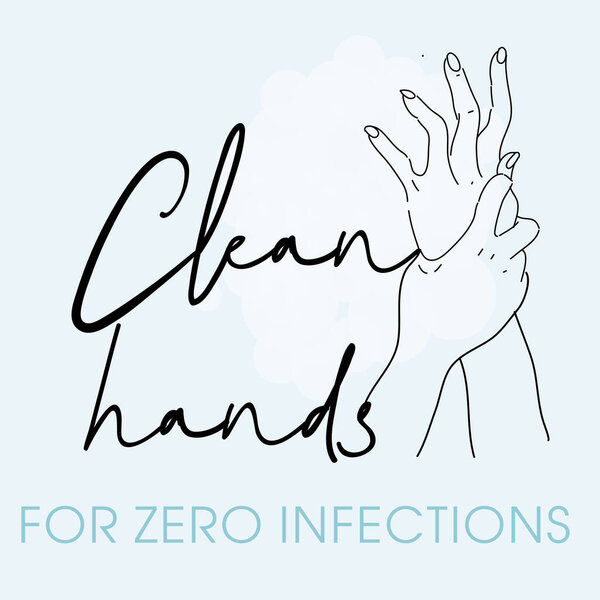 Hand Washing Soap Icon Lettering Clean Hands Zero Infections Hand Stock Picture