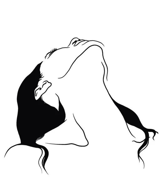 Kvinnlig Kropp Linje Konst Illustration Minimalistisk Människoikon Naken Kvinna Silhuetter Stockbild