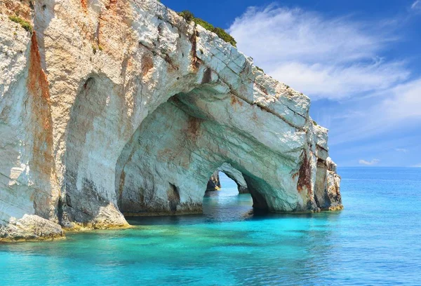Голубые Пещеры Острове Закинф Греции — стоковое фото