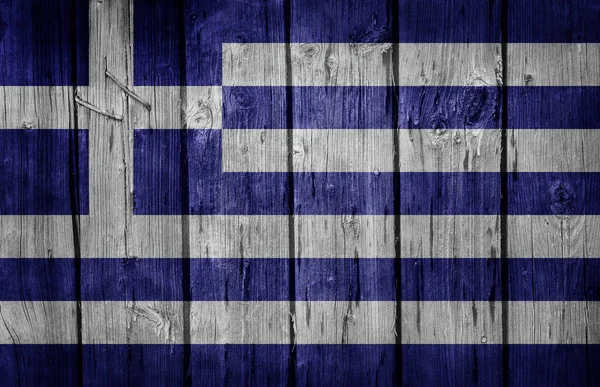 Grecia Bandiera Dipinta Vecchia Parete Legno — Foto Stock