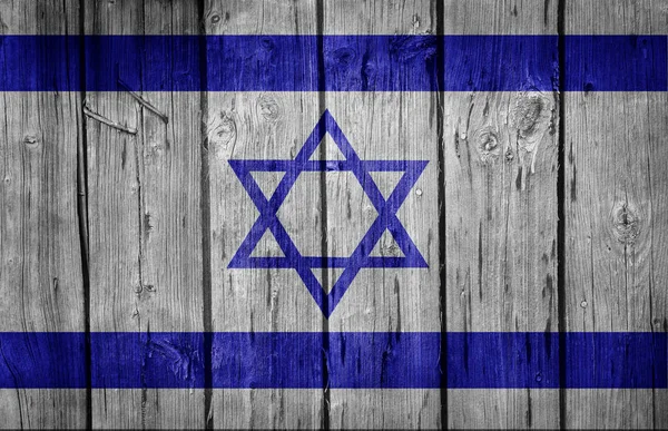 Israel Flag Auf Alter Hölzerner Wand Als Hintergrund — Stockfoto