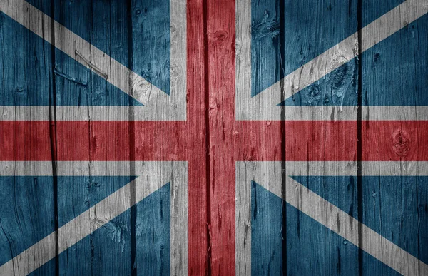 英国国旗画在古老的木制背景上 — 图库照片
