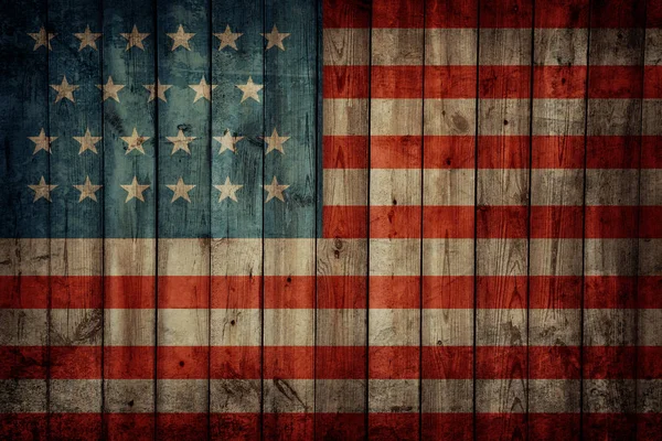 Usa Flag Painted Old Wooden Background — Stock Photo, Image