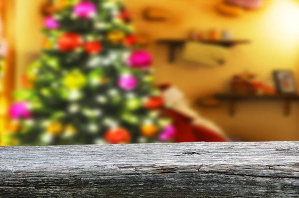 Empty table with christmas tree — Stock Photo, Image