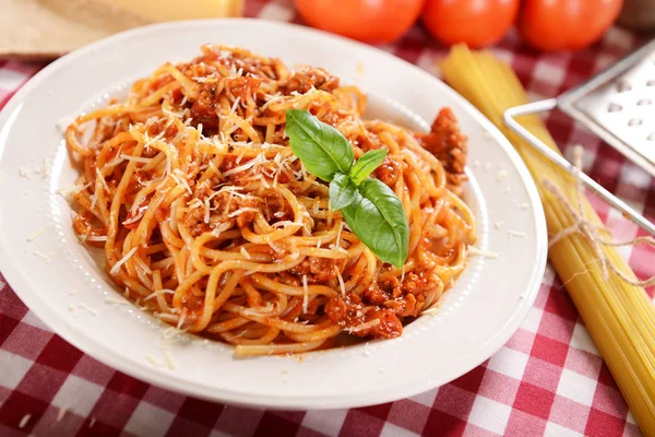 Spaghetti bolognese in plate — Stock Photo, Image