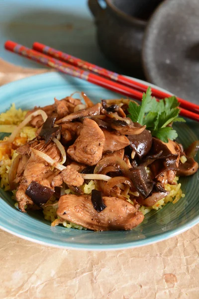 Fried rice with meat — Stock Photo, Image