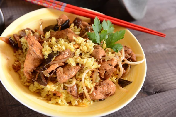 Fried rice with meat — Stock Photo, Image