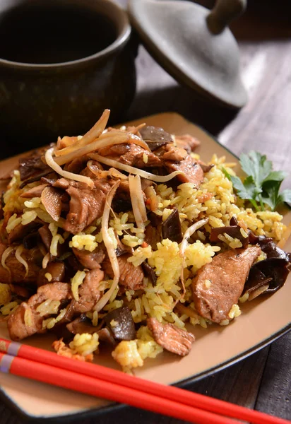 Fried rice with meat — Stock Photo, Image