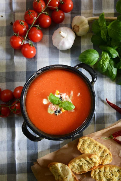 Lezzetli gazpacho çorbası — Stok fotoğraf