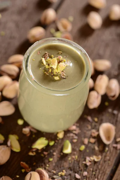 Fresh Pistachios Cream Small Jar — Stock Photo, Image