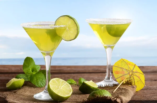 Margarita Drink Lime Slices Close — Stock Photo, Image