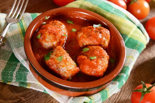 Bolas Carne Salsa Tomate Tazón —  Fotos de Stock