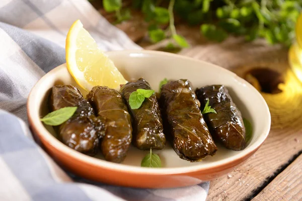 Traditional Greek Meal Dolmadakia Close View — Stock Photo, Image