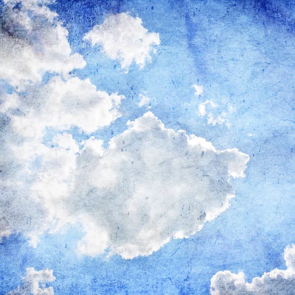 Blue Summer Sky Clouds Sun Vintage Background — Stock Photo, Image