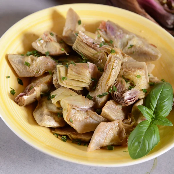 Carciofi Cuori Fritti Con Burro Olio Vergine Oliva — Foto Stock