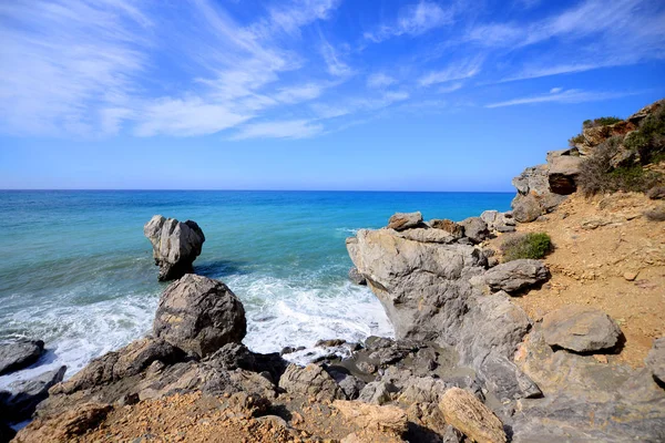 Piękne Morze Śródziemne Krajobraz Pod Błękitne Niebo — Zdjęcie stockowe